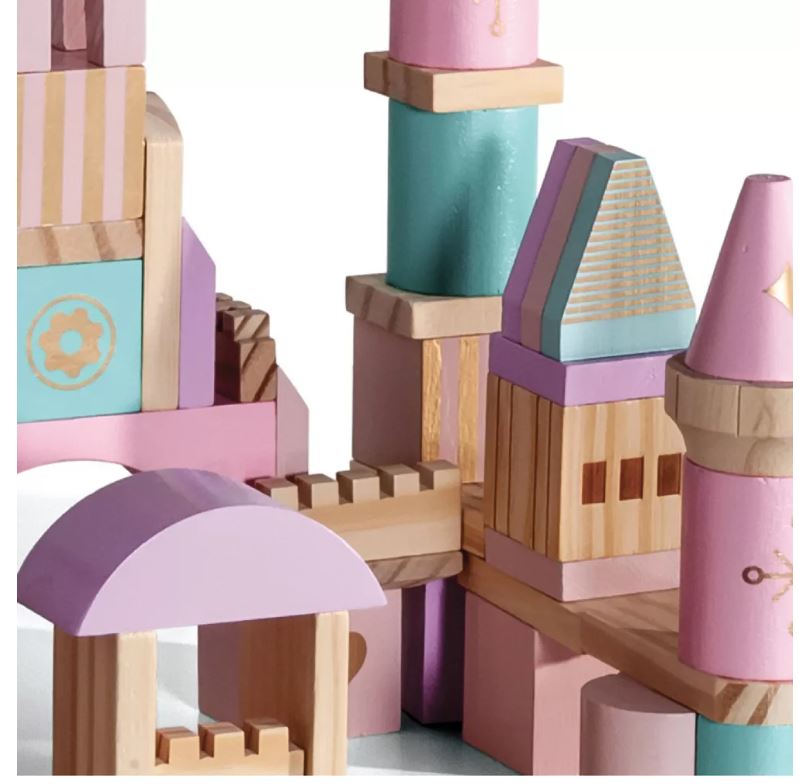 FAO Schwarz Medieval Princesses Wooden Castle Building Blocks Set - 75pc