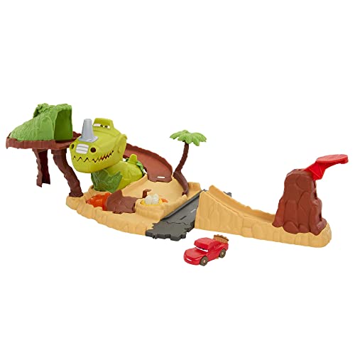 Disney Pixar's Cars Toys, Dinosaur Playground Playset With Lightning McQueen Toy Car, Dinosaur And Kid-Activated Action, Cars On The Road