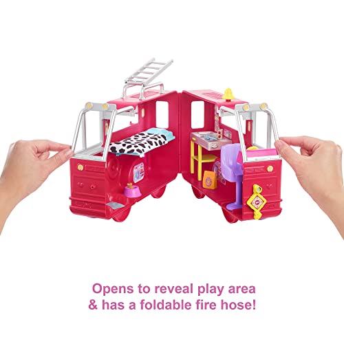 Barbie Chelsea Fire Truck Playset, Chelsea Doll  Fold Out Firetruck, Storytelling Accessories, Stickers - sctoyswholesale