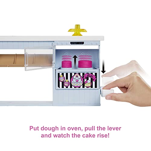 Barbie Bakery Playset with 12 in Petite Doll, Pink Hair, Bakery Station, Cake Making Feature, 20+ Realistic Play Pieces: 2 Dough containers, Cake Piping Stamper, Decorations, Toppers & More - sctoyswholesale