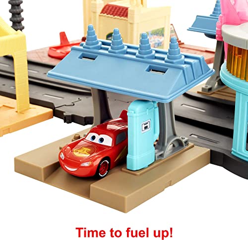 Disney And Pixar Cars On The Road Radiator Springs Tour Playset With 2 Vehicles And Light-Up Countdown, Features Lightning McQueen Racer, Mater Truck And Guido Vehicles