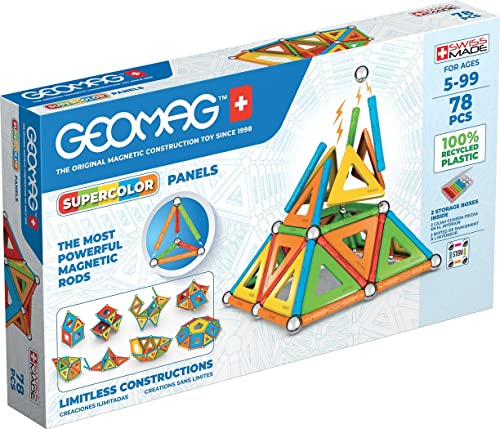 GEOMAG Magnetic Toys 78 Pieces  Magnets for Kids  STEM-endorsed Educational Building Set  100% Recycled Plastic SUPERCOLOR Panels