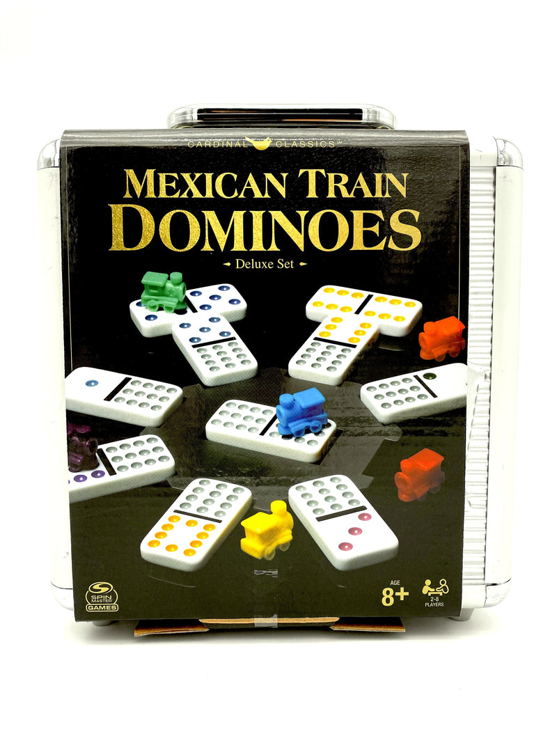 Mexican Train Dominoes Game in Aluminum Carry Case - sctoyswholesale