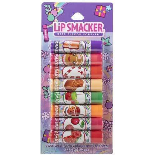 Lip Smacker Original & Best Holiday Lip Balm Party Pack Soda Pop, Gingerbread, Candy Cane, Caramel, Candy Apple, Holiday Punch, Cherry, Icy Strawberry