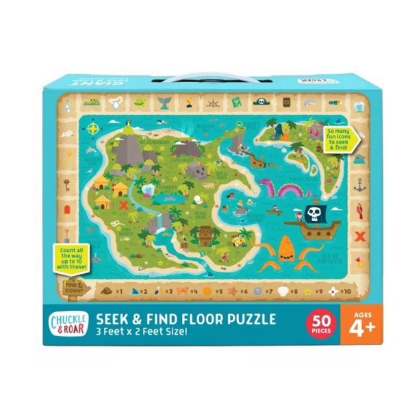 Chuckle & Roar Seek & Find Treasure Map Jigsaw Floor Puzzle 50pc
