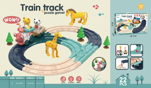 Train Track Set, 22pcs With Light and Music