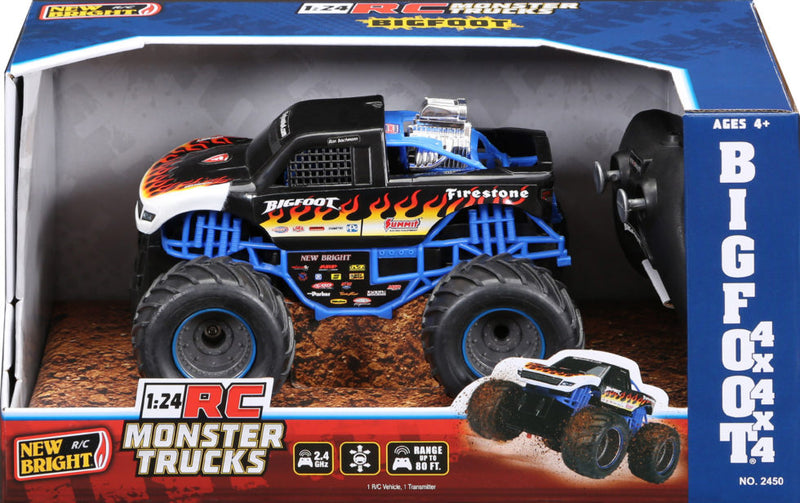 Hot Wheels RC 1:24 DESERT FLAME BIGFOOT Monster Truck Radio Controlled 2.4 GHz