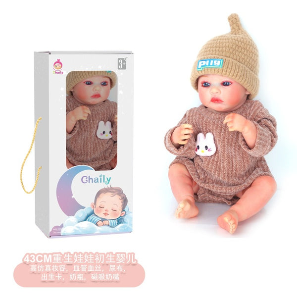 Baby Doll, 43 cm Full Body Soft Rubber Body Limbs Soft Rubber, Can Rotate, High Realistic