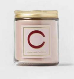 7oz Scented Monogram Letter  Candle with Gold Matte Lid