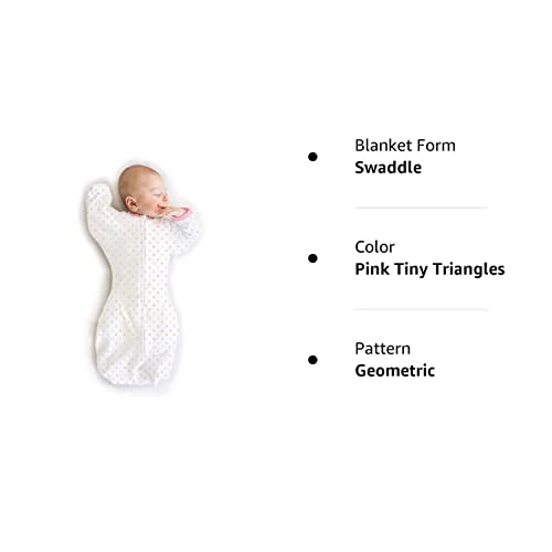 SwaddleDesigns Transitional Swaddle Sack with Arms Up Half-Length Sleeves and Mitten Cuffs, Tiny Triangles, Pink, Medium, 3-6mo, 14-21 lbs