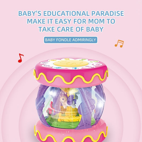 Musical Toy Carousel Hand Drum Instruments Lights up Toy Early Educational Learning Development Toy For Baby And Toddler