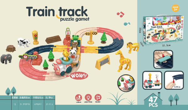 Train Track Set, 47pcs, Light Music Cartoon
