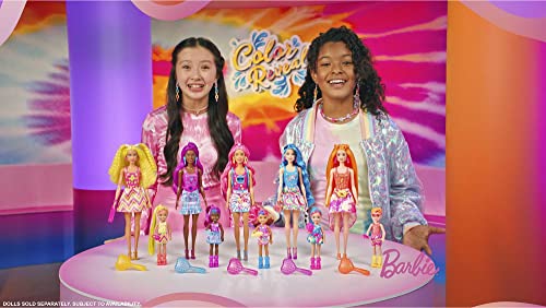 Barbie Color Reveal Doll & Accessories, Neon Tie-Dye Series, 7 Surprises, 1 Doll (Styles May Vary)