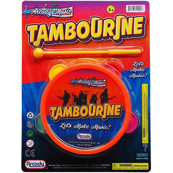 Toy Tambourine W/ 6" Stick On Blister Card - Novelty Toys