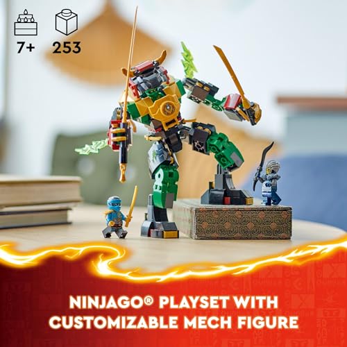 LEGO NINJAGO Lloyd’s Elemental Power Mech Customizable Battle Toy with 3 Ninja Action Figures, Adventure Playset for Boys and Girls, Ninja Gift Idea for Kids Ages 7 and Up, 71817