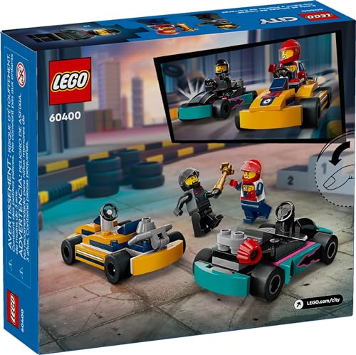 LEGO City Go-Karts and Race Drivers Toy Playset, 2 Driver Minifigures, Racing Vehicle Car Toy, Fun Race Car Toy Gift for Kids Aged 5 and Up, 60400