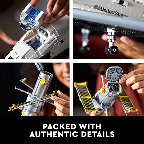 LEGO Icons NASA Space Shuttle Discovery 10283 Model Building Set - Spaceship Collection with Hubble Telescope, Detailed Display for Home or Office Decor, Gift Idea for Adults