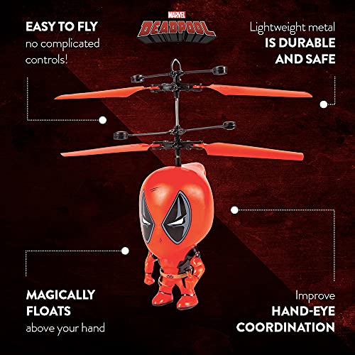 World Tech Toys Deadpool 3.5 Inch Flying Figure IR UFO Big Head Remote Control Marvel Helicopter