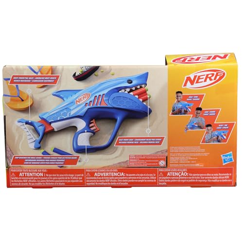 NERF Junior Wild Sharkfire, Easy Play Dart Blaster, 8 Nerf Elite Darts, Nerf Blaster Shark Toys for 6 Year Old Boys & Girls & Up, Outdoor Toys