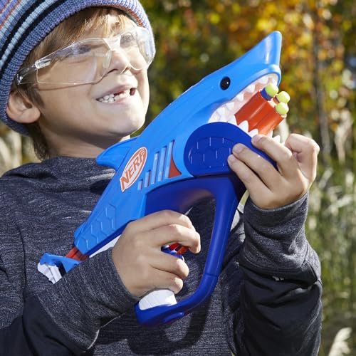 NERF Junior Wild Sharkfire, Easy Play Dart Blaster, 8 Nerf Elite Darts, Nerf Blaster Shark Toys for 6 Year Old Boys & Girls & Up, Outdoor Toys