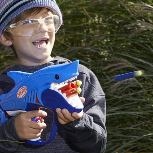 NERF Junior Wild Sharkfire, Easy Play Dart Blaster, 8 Nerf Elite Darts, Nerf Blaster Shark Toys for 6 Year Old Boys & Girls & Up, Outdoor Toys