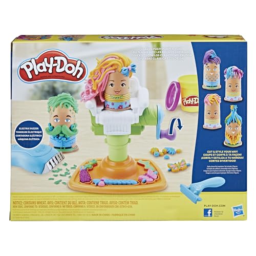 Play-Doh Buzz 'n Cut Fuzzy Pumper Barber Shop Toy with Electric Buzzer and 5 Non-Toxic Play-Doh Colors, 2-Ounce Cans (Amazon Exclusive)