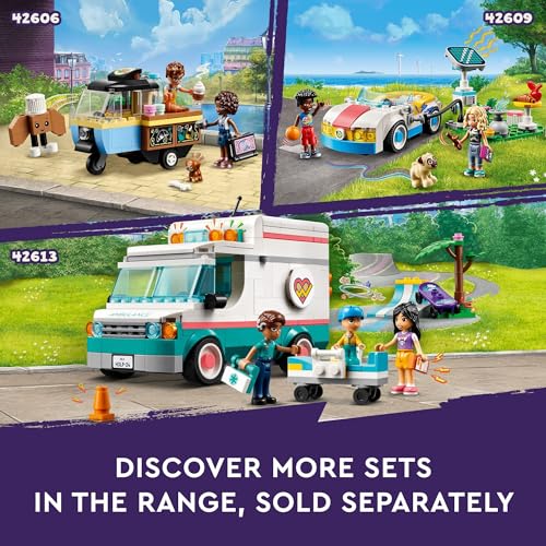 LEGO Friends Hot Dog Food Truck Toy with Mini Doll Characters and Cat Figure, Pretend Play Food, Toy Van, Creative Gift for Kids, Girls, and Boys, Ages 4 Years Old and Up, 42633
