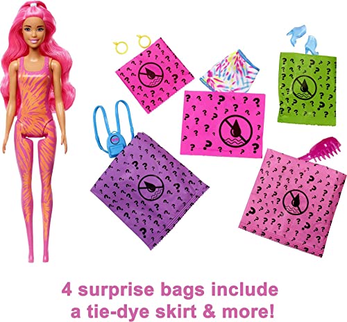 Barbie Color Reveal Doll & Accessories, Neon Tie-Dye Series, 7 Surprises, 1 Doll (Styles May Vary)