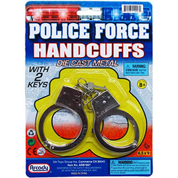 Arcady 3.5 inches Die Cast Metal Toy Handcuffs on Blister Card