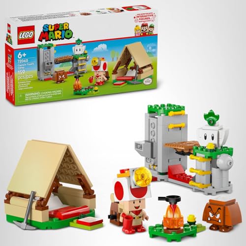 LEGO Super Mario Captain Toad’s Camp Building Toy - Pretend Play Set for Kids, Ages 6+ - Building Blocks for Boys & Girls W/Toad, Goomba, & Turnip Toy Figures