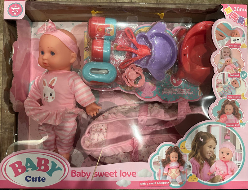 baby doll mini backpack Doll Set, Baby Sweet Love, Cute Baby With a Small Backpack