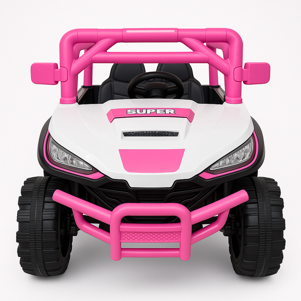 Kids Ride-On Car with 12V Battery Powered, Adjustable Speeds, Front Lights, R/C, and Four Wheel Suspension for Comfort