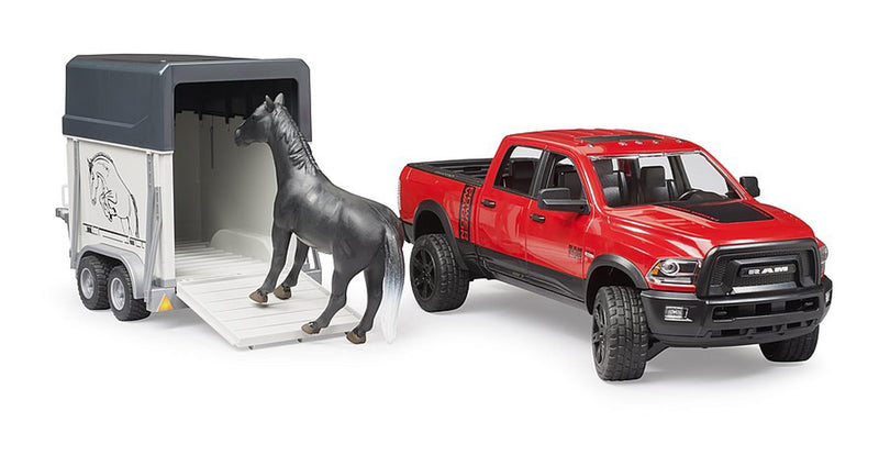 Bruder Ram Power Pick Up W Horse Trailer & Horse Vehicle
