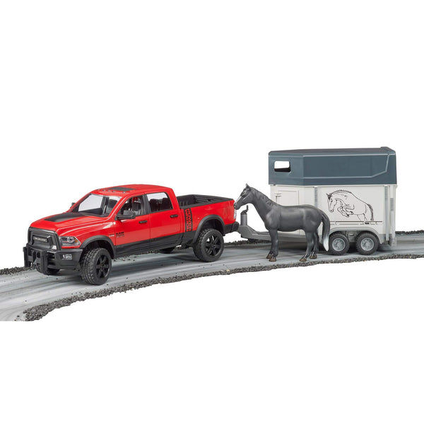 Bruder Ram Power Pick Up W Horse Trailer & Horse Vehicle