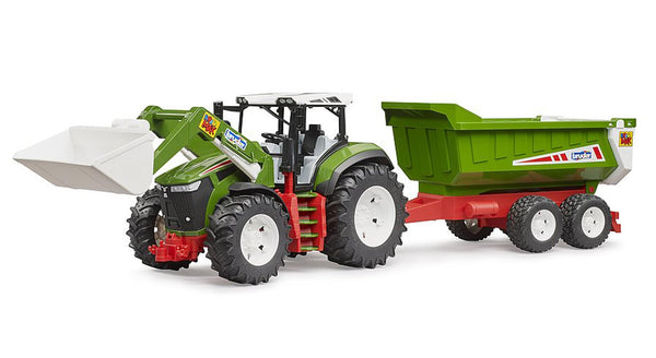 Bruder Roadmax Tractor with Front Loader and Tipping Trailer, 1:16 Scale Realistic Farm Pretend Play Toy