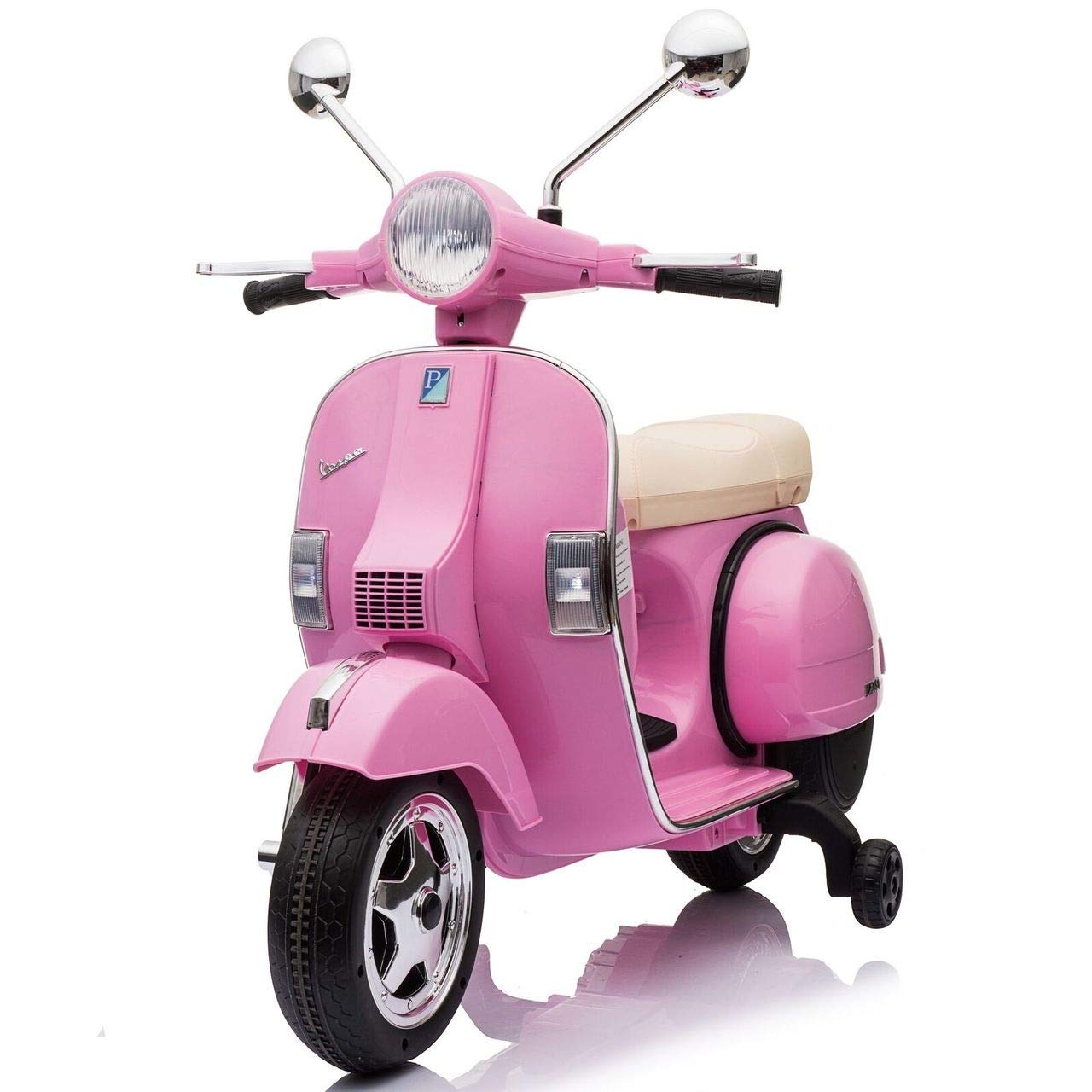 Best Ride On Cars Vespa Scooter, 12V Battery Powered Ride On Car - Electric Scooter for Kids with Leather Seat, Real Lights & Sounds, USB/AUX/SD Slot, Ages 2-5 Years Old, Large New