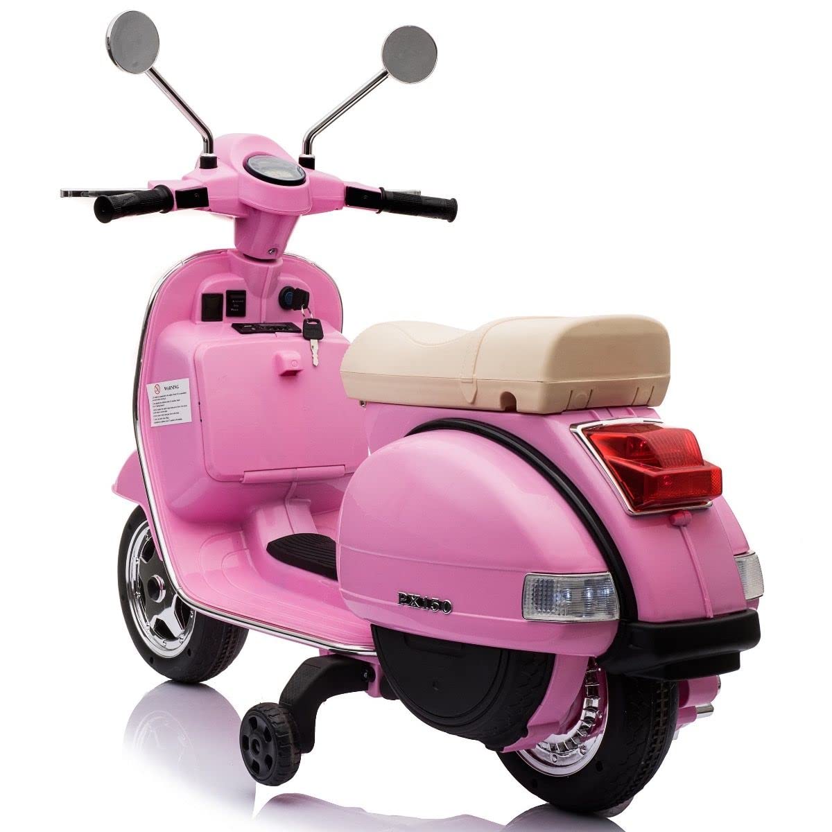 Best Ride On Cars Vespa Scooter, 12V Battery Powered Ride On Car - Electric Scooter for Kids with Leather Seat, Real Lights & Sounds, USB/AUX/SD Slot, Ages 2-5 Years Old, Large New
