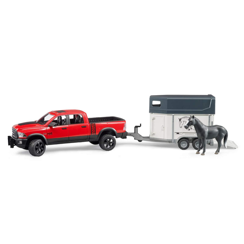 Bruder Ram Power Pick Up W Horse Trailer & Horse Vehicle