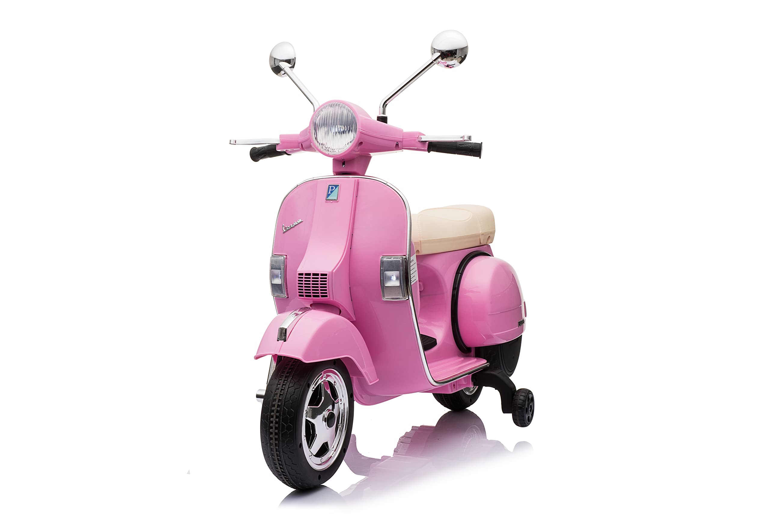 Best Ride On Cars Vespa Scooter, 12V Battery Powered Ride On Car - Electric Scooter for Kids with Leather Seat, Real Lights & Sounds, USB/AUX/SD Slot, Ages 2-5 Years Old, Large New