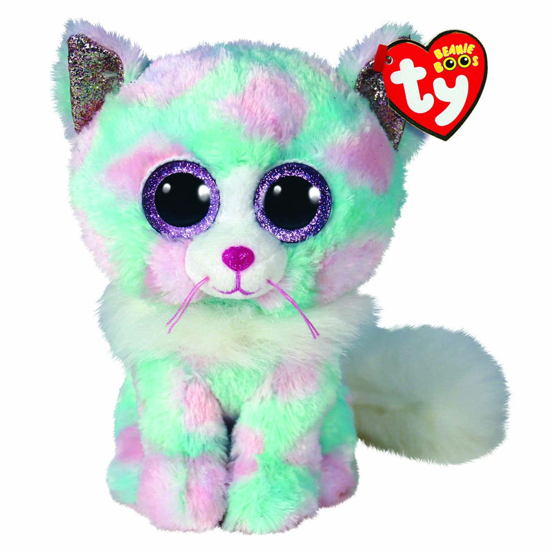 TY Beanie Boo's Collection 15 cm Opal Plush Toy, Green/Pink, 15 cm