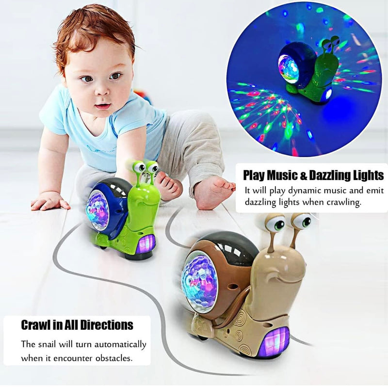 Electric Cute Toy Snail Electronic Animal Crawl, Play Music, Luminous Light