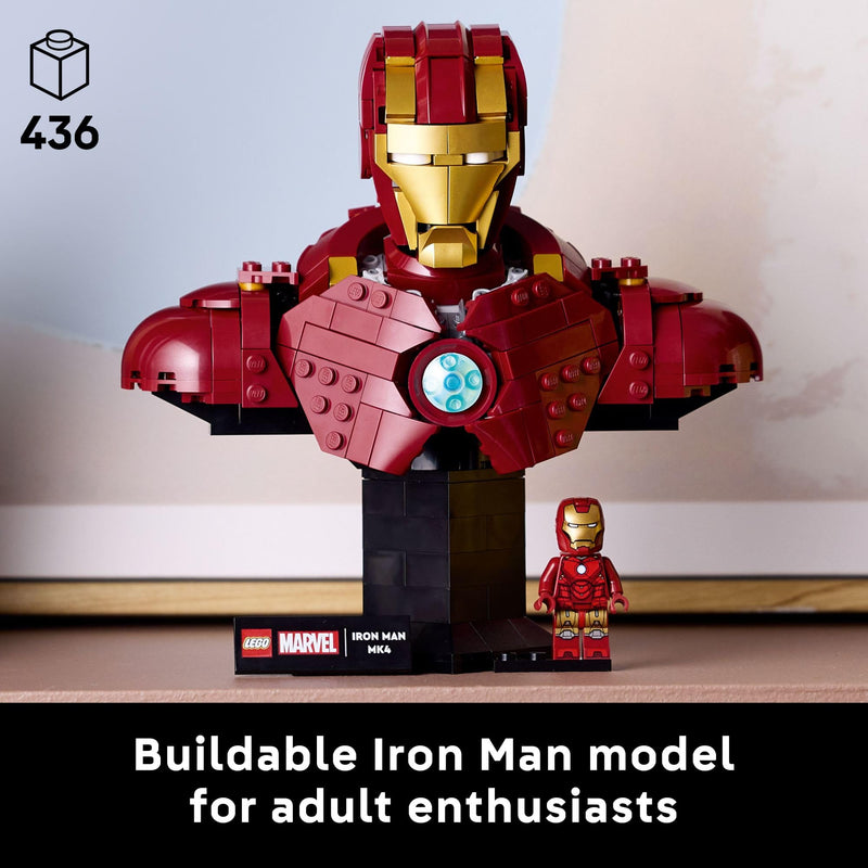 LEGO Marvel Iron Man MK4 Bust - Building Kit for Adults, Ages 18+ - Includes Iron Man Minifigure - Collectible Model for Super Hero Fans - Gift for Men and Women - 76327