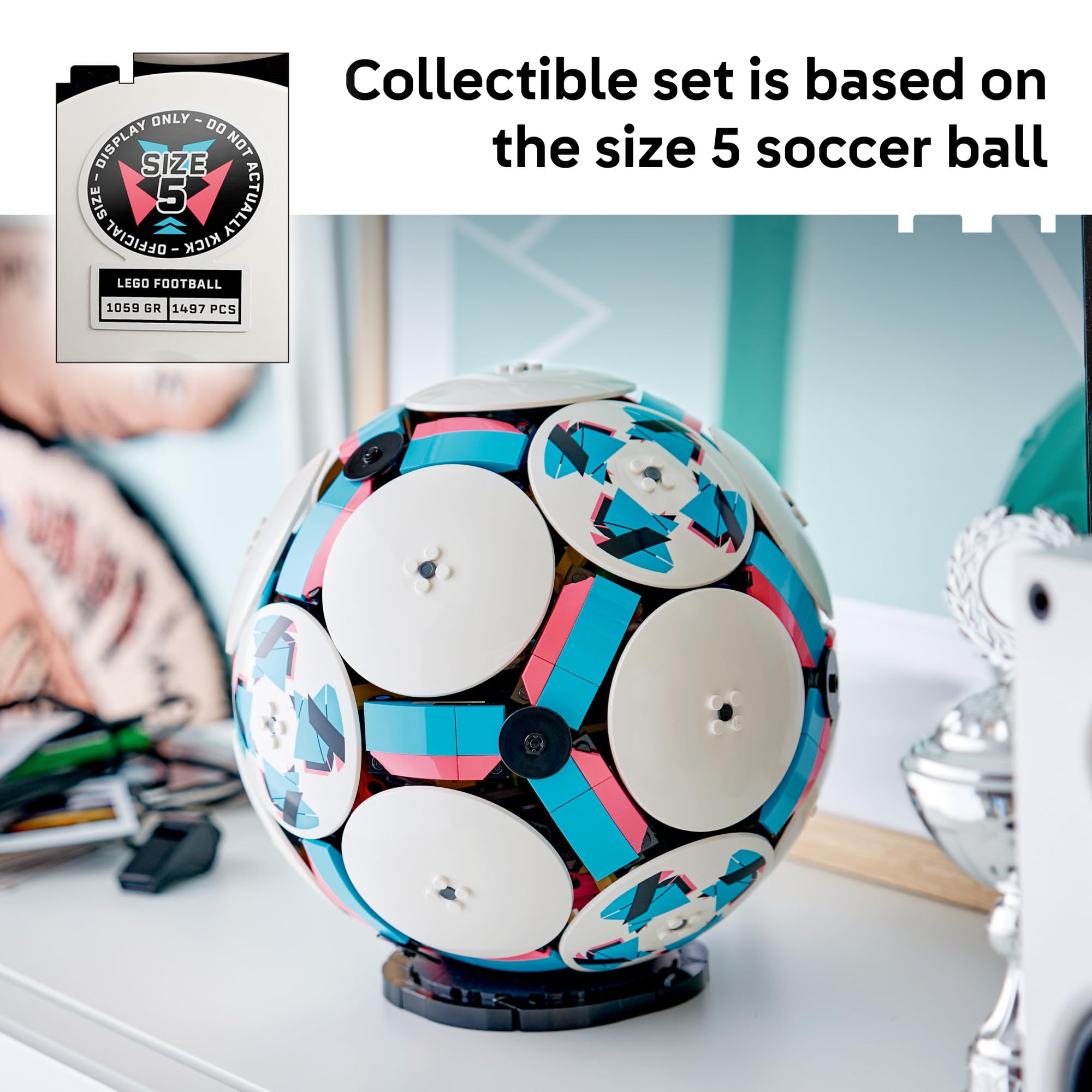 LEGO Editions Soccer Ball - Building Toy for Kids - Collectible Sports Decor for Boys & Girls, Ages 10+ - Includes Micro Stadium - Gift for Father's Day - 43019