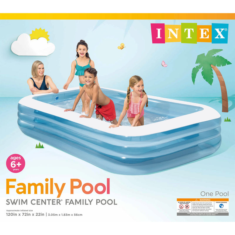 INTEX 58484EP Swim Center Inflatable Family Pool: 277 Gallon Capacity – 120" x 72" x 22" – Blue