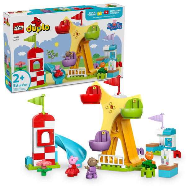 LEGO DUPLO Peppa Pig Funfair Toddler Toy - Sensory Toy Featuring Peppa Pig - Fun Gift for 2+ Year Old Boy or Girl - Helps Preschoolers Develop Color Sorting and Fine Motor Skills - 10453