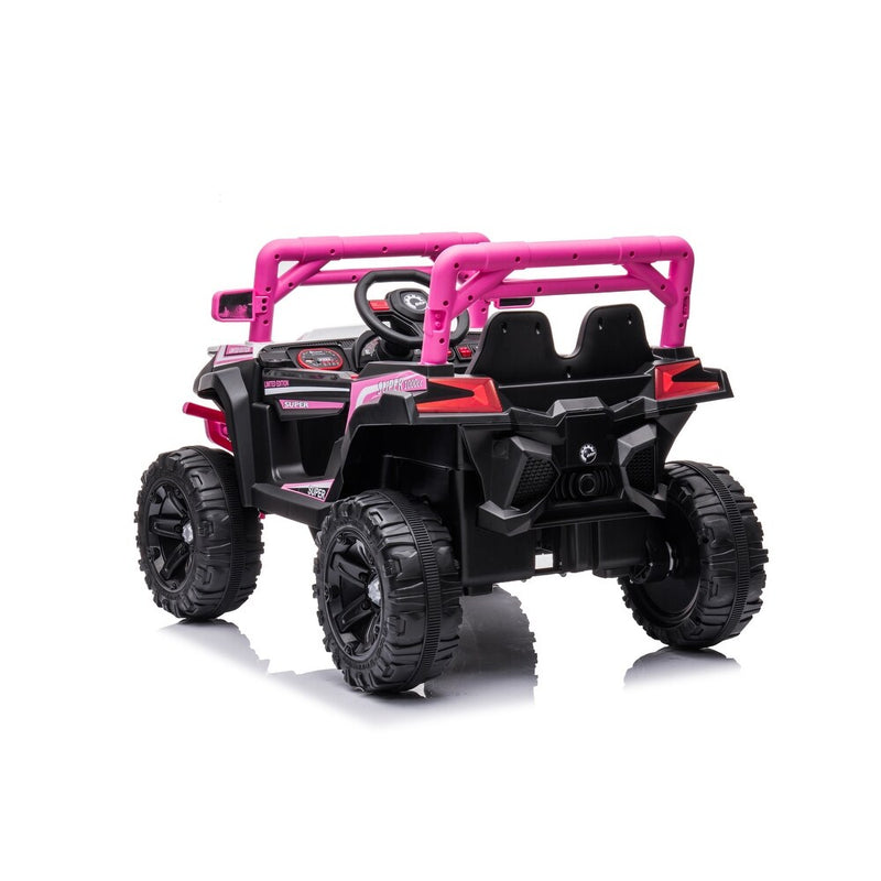 Kids Ride-On Car with 12V Battery Powered, Adjustable Speeds, Front Lights, R/C, and Four Wheel Suspension for Comfort