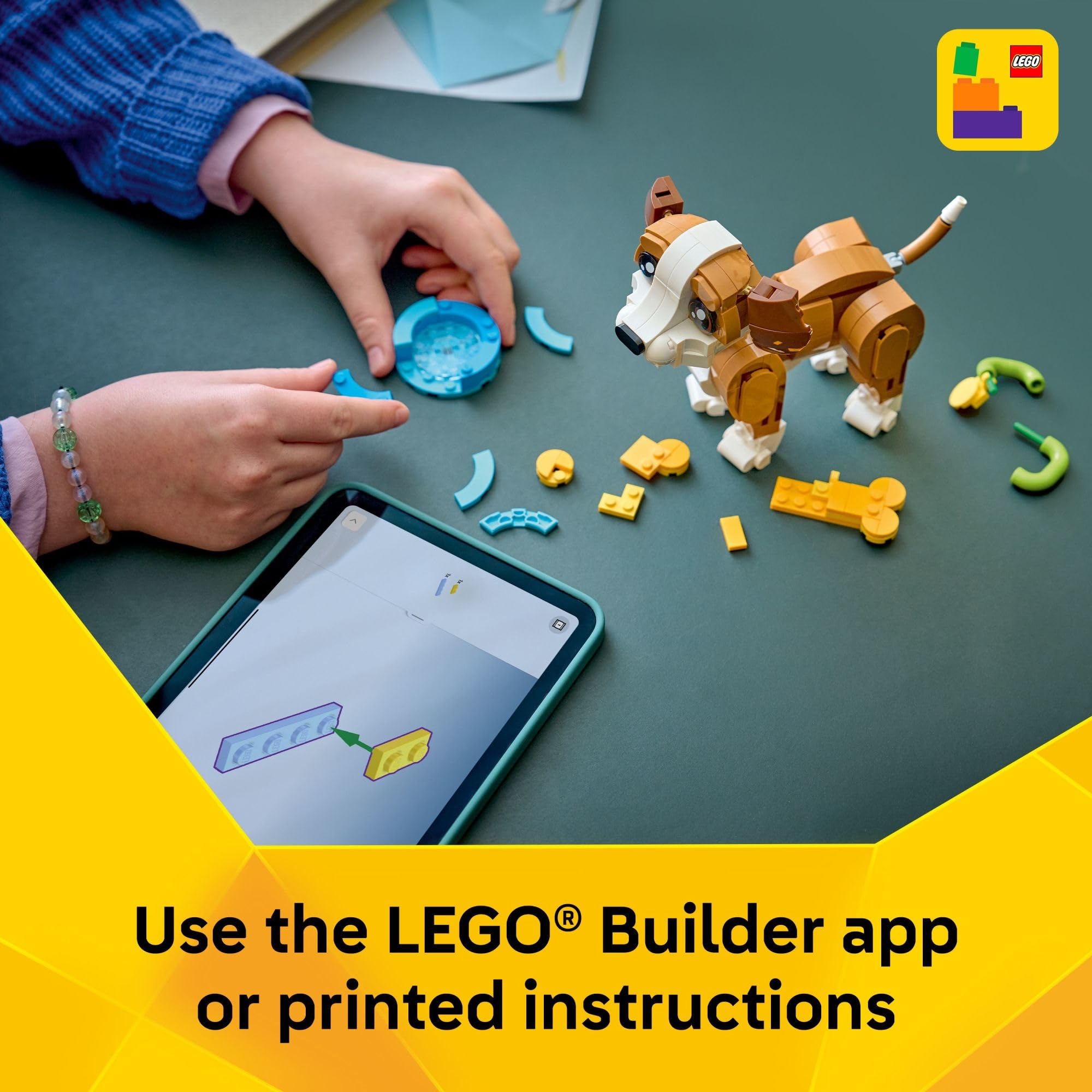LEGO Creator 3 in 1 Cute Animals: Playful Puppy Dog Building Toy for Girls & Boys - Build a Pretend Play Dog, Squirrel, or Duck Toy - Gift Idea for Kids, Ages 8+ - 31382