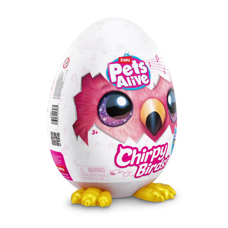 Pets Alive Chirpy Birds (Cuddly) by ZURU, Electronic Pet That Speaks, Surprise Egg, Stickers, Comb, Fluffy Clay, Bird Animal Plush for Girls