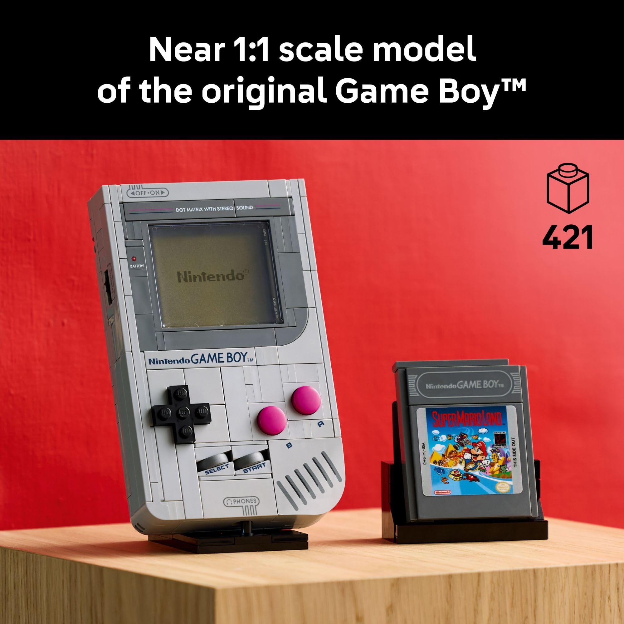 LEGO Super Mario Game Boy - Retro Building Sets for Adults, Ages 18+ - Collectible Model with Game Paks and Display Stand - Birthday Gifts for Men & Women - 72046