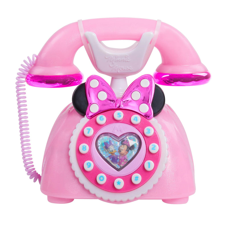 Disney Junior Minnie Mouse Ring Me Rotary Style Phone with Lights and Sounds, Pink, Kids Toys for Ages 3 Up by Just Play